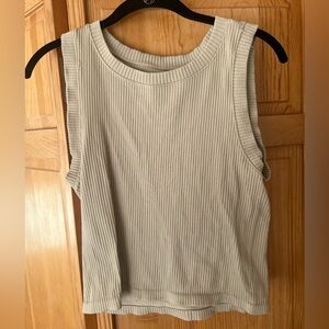 Cream ribbed tank top
